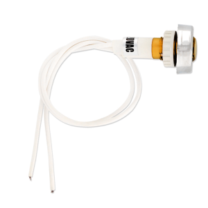 Lampada spia gialla luminosa ricambio da incasso con fili e ghiera di fissaggio cromata - immagine 1