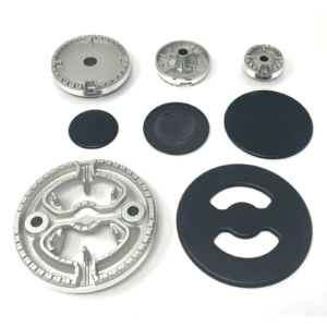 Ricambio kit bruciatori piano cottura cucina a gas Ariston Hotpoint Indesit 3 fuochi e tripla corona opachi - immagine 1