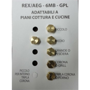 Serie ugelli ricambio piano cottura cucine gas 5 fuochi + forno gas gpl - 6mb - immagine 1